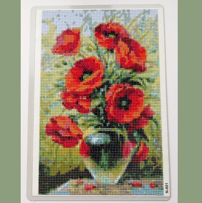 Алмазная мозаика «Маковый букет», 31 цвет 28*18 см,полное заполнение - 3