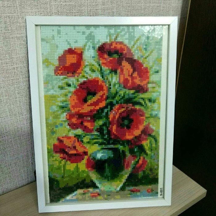 Алмазная мозаика «Маковый букет», 31 цвет 28*18 см,полное заполнение - 4
