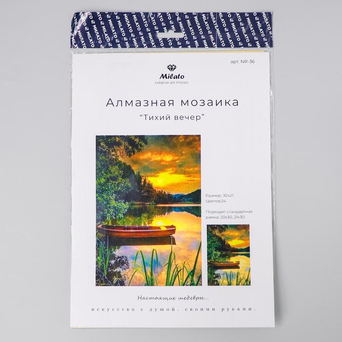 Алмазная мозаика «Тихий вечер» 29,5×20,5 см, 24 цвета, без рамки ,полное заполнение    - 2