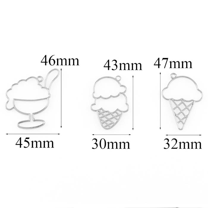 Набор серебряных  основ для украшений "Мороженое",3шт 