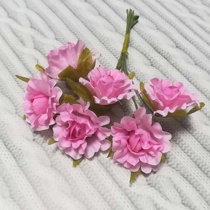 Букет тканевых цветочков розового цвета,3 см      (2)