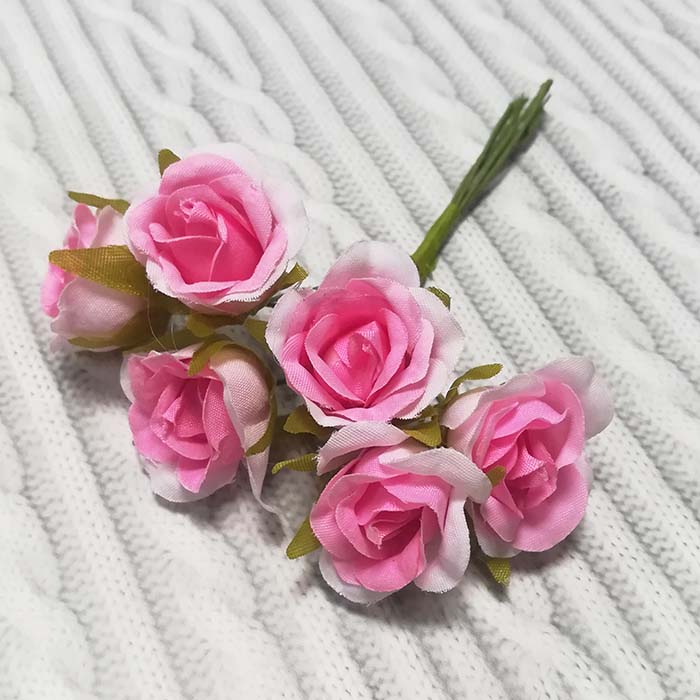 Букет тканевых розочек,розовый градиент,2.5 см        (2)