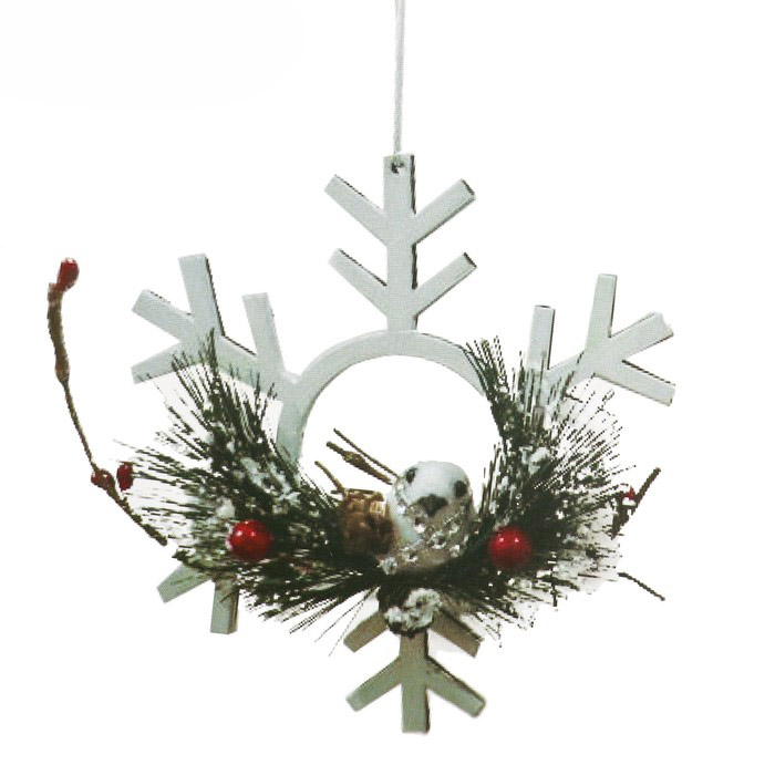 Набор для творчества - создай ёлочное украшение «Снежинка с птичкой», цвет белый (2)