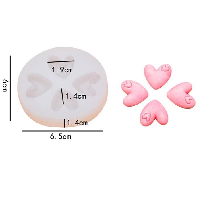 Молд силиконовый «4 маленьких сердечка», 6 см (2)